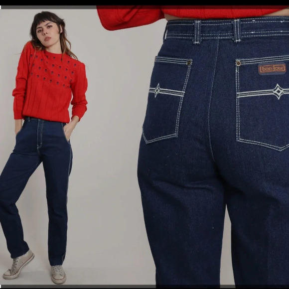 Vintage 80's Bonjour Dark Wash Jeans Size - Picture 4 of 9